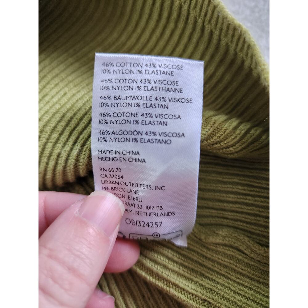 Free People Laurel Knit Mini Skirt Size L Thyme Olive Green Stretchy Boho Soft - Picture 4 of 5
